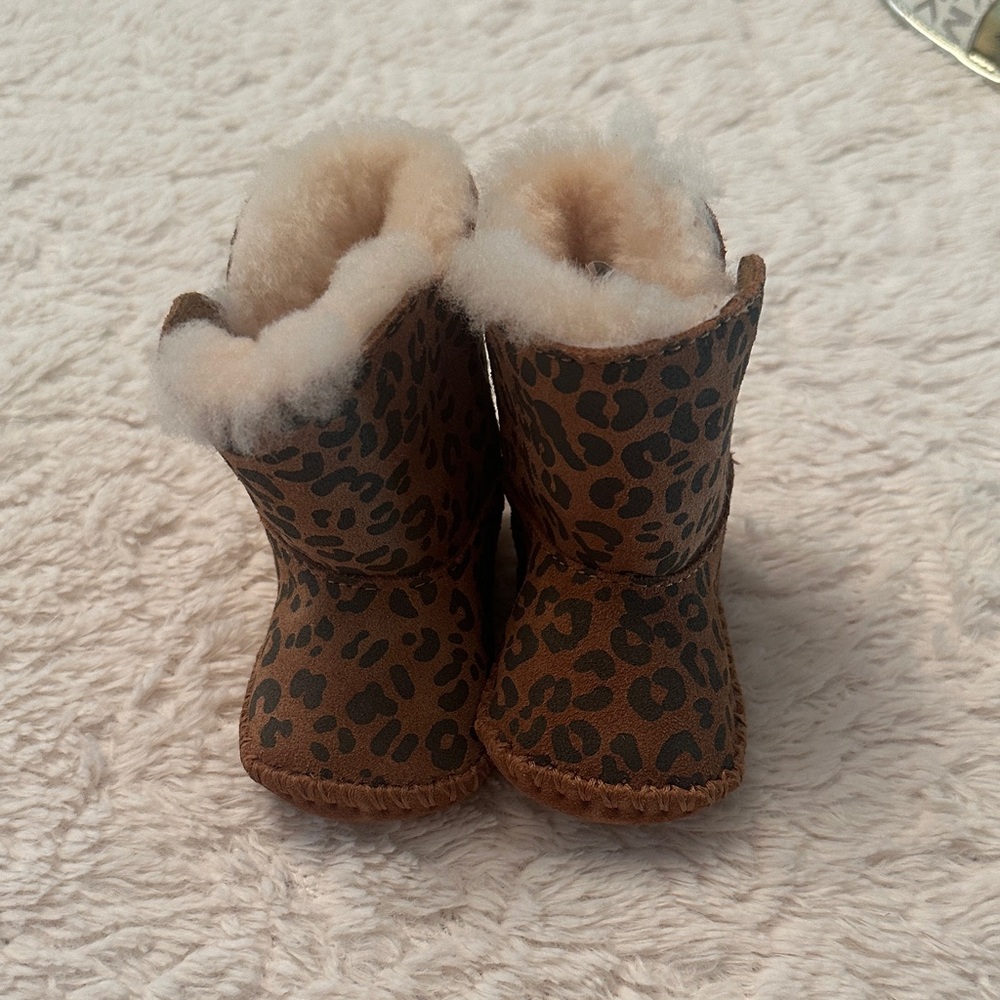 UGG Leopard Print Baby Boots with Fur